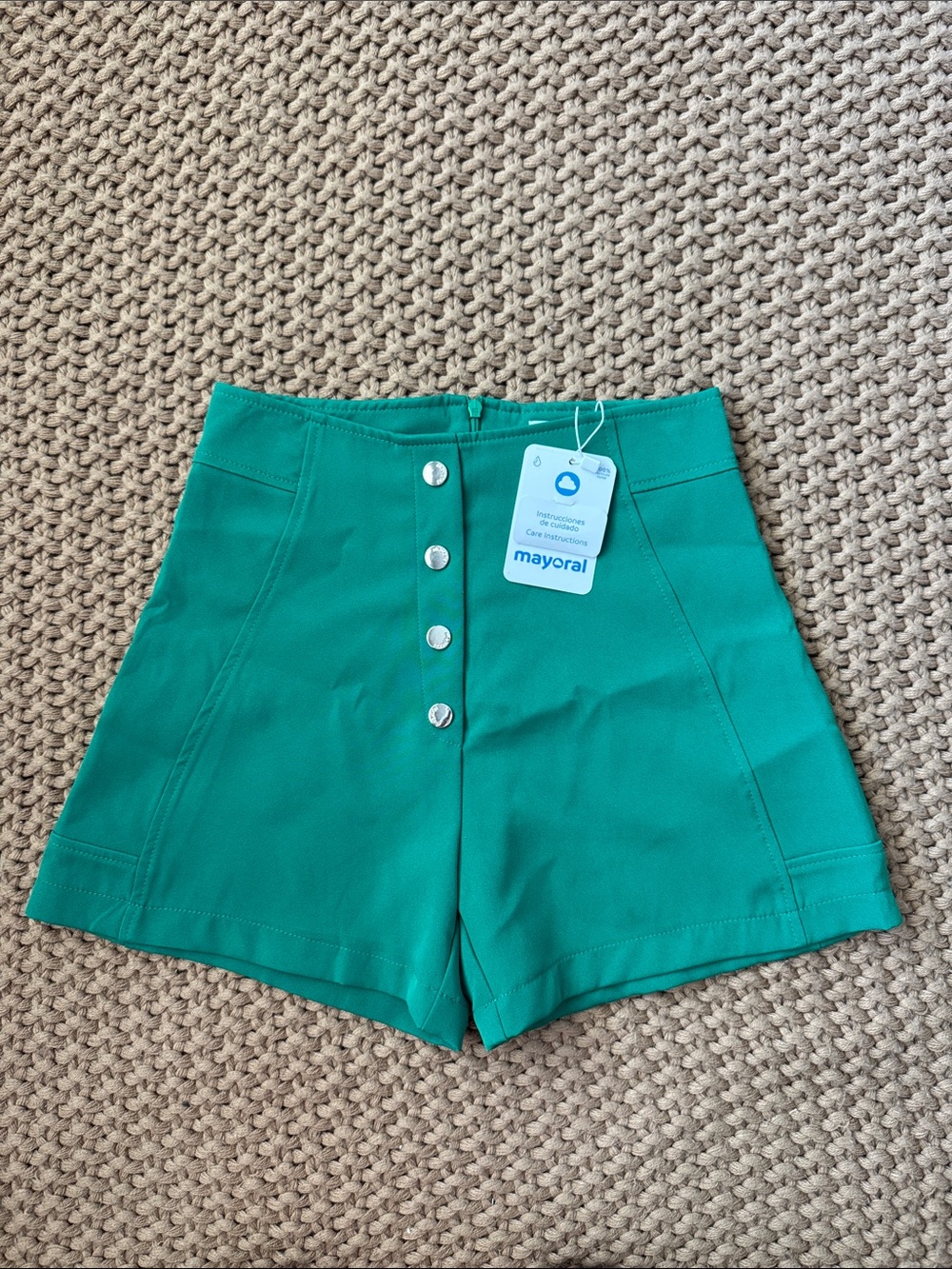 NWT Mayoral Crepe High Waist Shorts in Emerald Green Girl’s Size 12